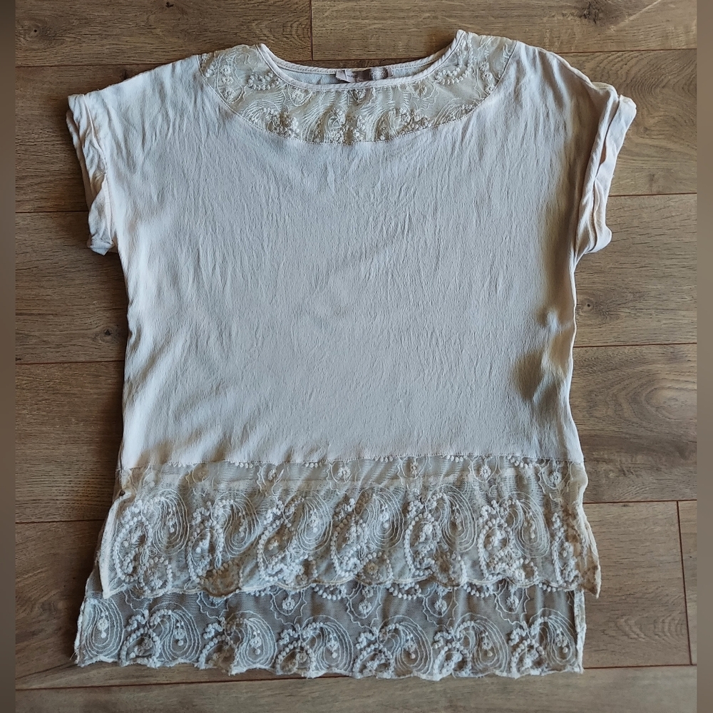 Cream top with lace